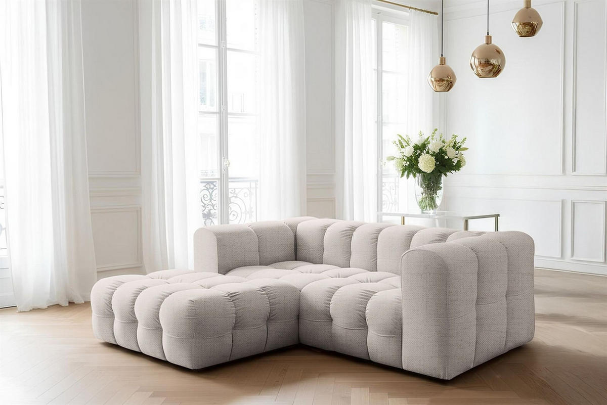 ECKSOFA Solvie Xs In Moly - Creme, Holzwerkstoff/Textil (193/239cm) - Fun Möbel