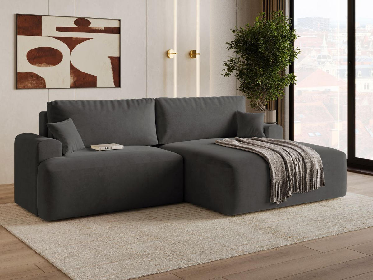 ECKSOFA Serene Dunkelgrau Rechts - Dunkelgrau, Holz/Textil (145/259cm) - Graingold