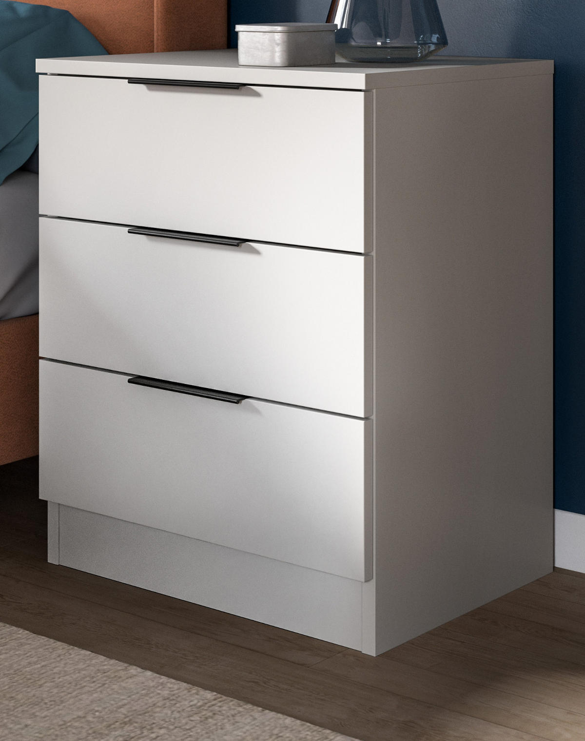 NACHTTISCH 2er Set weiß 45 x 60 cm, Nachtkommode in Komforthöhe - Schwarz/Weiß, Holzwerkstoff/Kunststoff (45/60/40cm) - Inn.Furn