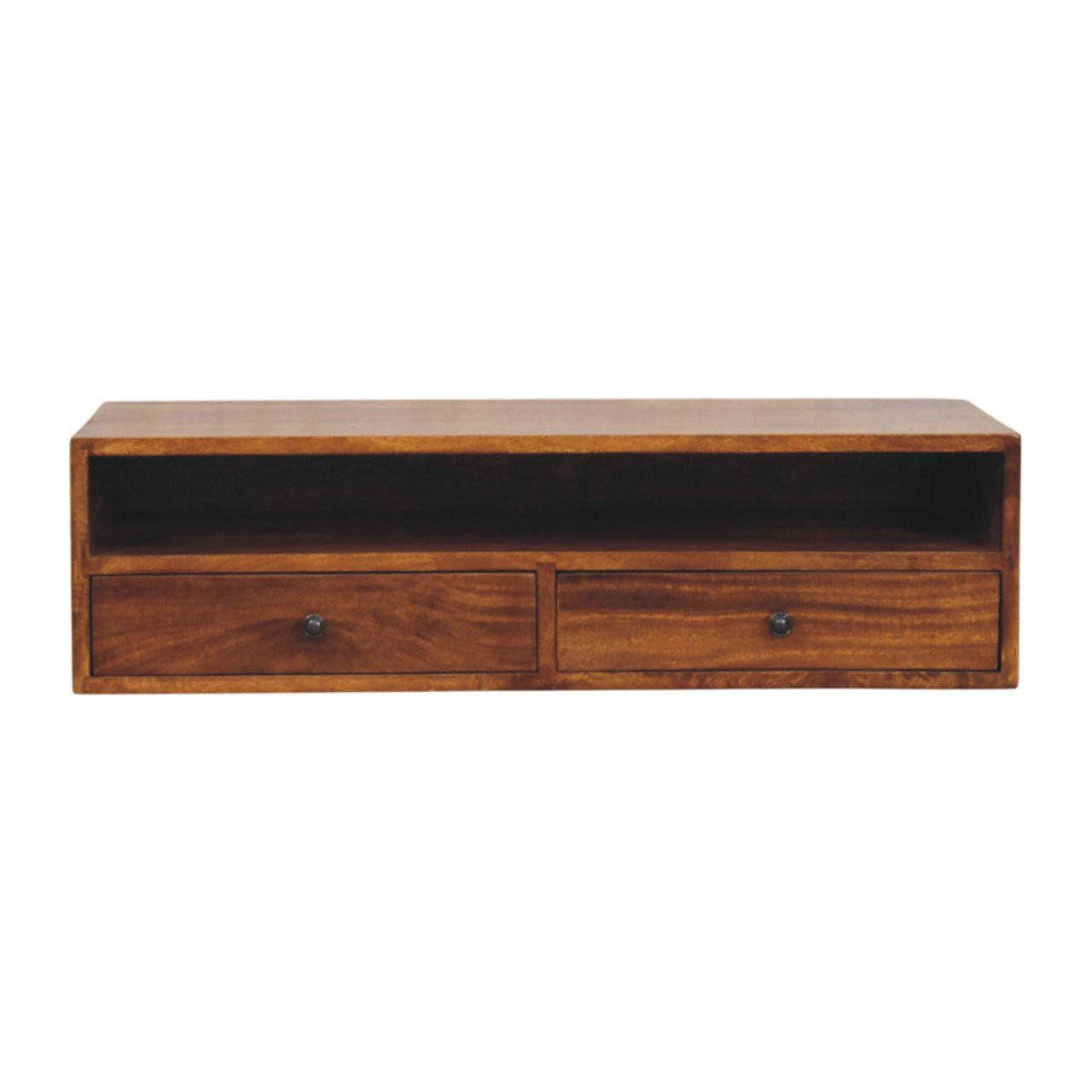 Artisan Furniture NOČNÍ STOLEK s povrchovou úpravou v barvě kaštanu, 1 zásuvka, 1 otevřená police, hnědý.