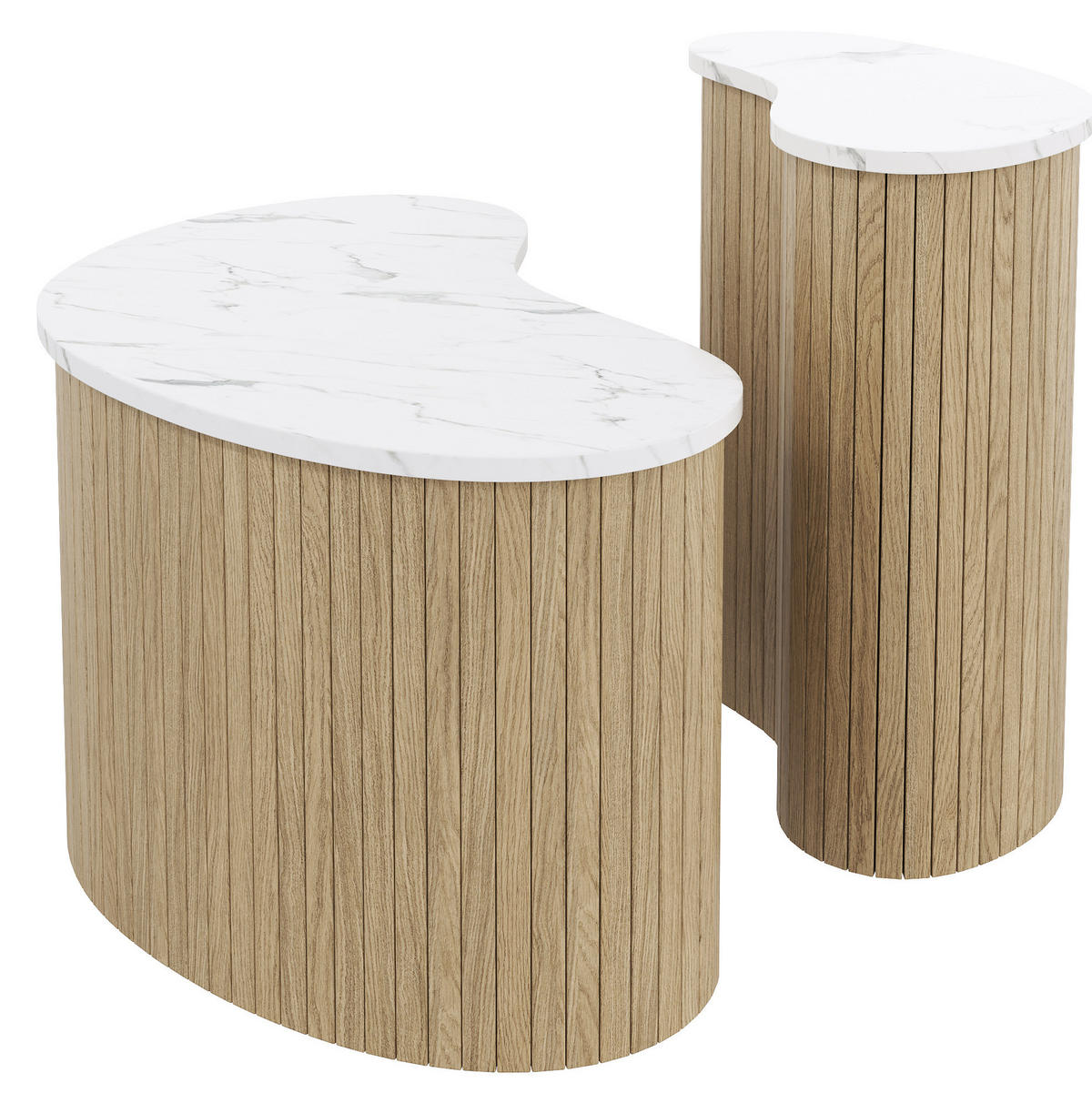 KONFERENČNÍ stolky 60/37/38 cm přírodní/bílá z MDF s úložnou plochou - přírodní, kompozitní dřevo (60/37/38cm) - OKWISH