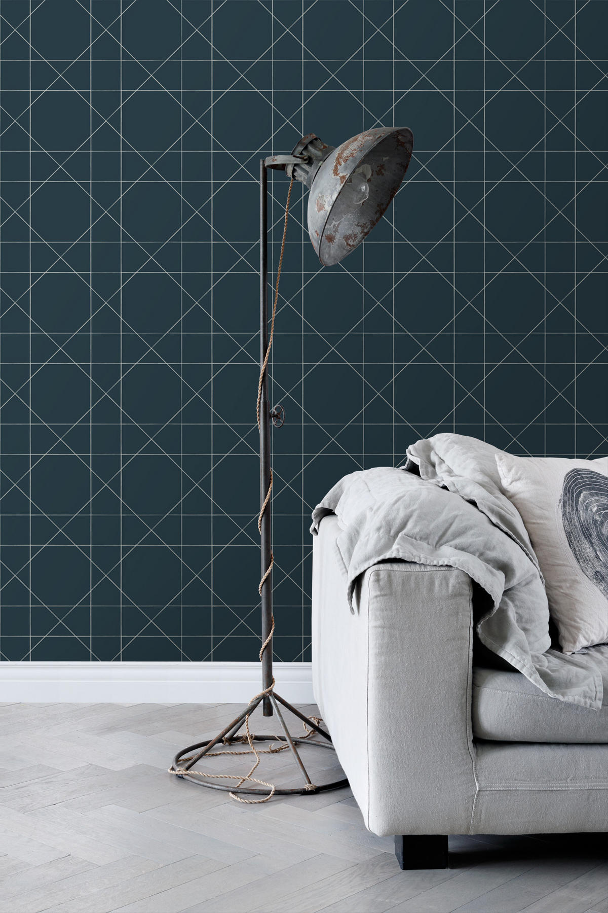 TAPETE grafische Linien 53 cm x 10.05 m - Blau, Papier (53/1000cm) - ESTAhome