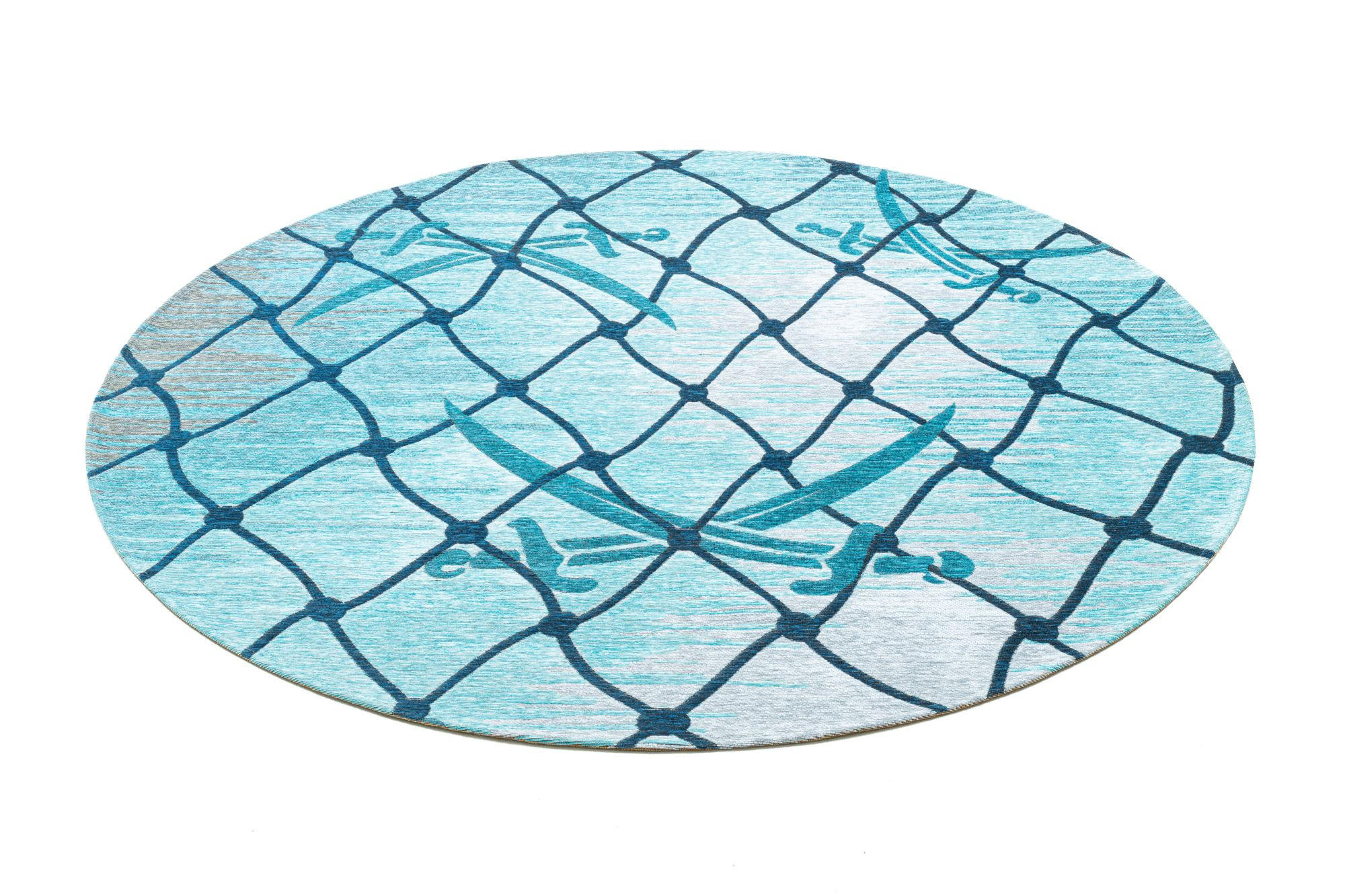 FLACHWEBTEPPICH Keitum 100x100 cm - Türkis, Textil (100/100cm) - Sansibar SYLT