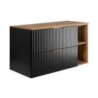 BADEZIMMERSCHRANK, Schwarz / Gold Craft Eiche + Goldener Griff, 100 x 57 x 46 cm - Eichefarben/Goldfarben, Holzwerkstoff (100/57/46cm) - 3XE LIVING