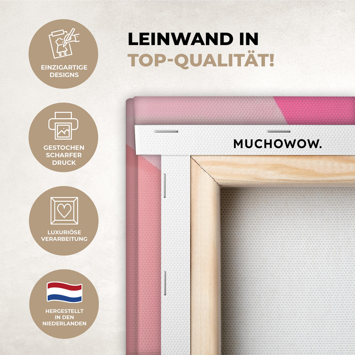 LEINWANDBILD Obst - Abstrakter Hintergrund - Rosa Wandbild 40x30 cm - Pink, Textil (40/30cm) - MuchoWow