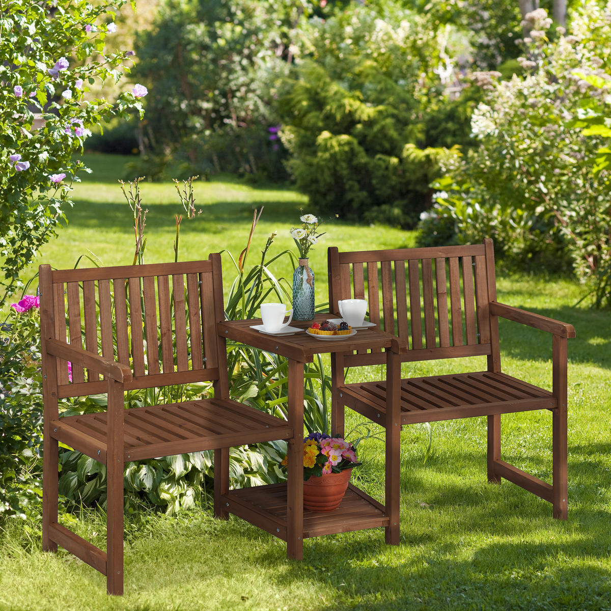 GARTENBANK - Braun, Holz (161/86/61cm) - Relaxdays