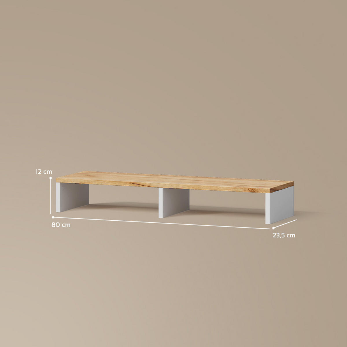 MONITORSTÄNDER Lorena Weiß/Goldkraft Eiche 80 x 12 cm - Weiß, Holzwerkstoff (23.5/80/12cm) - Livinity®