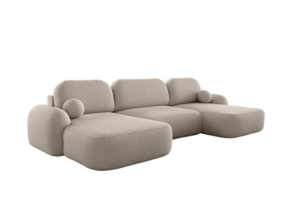 WOHNLANDSCHAFT MOLLY U TERRA FROTTE 03 mit Schlaffunktion - Beige, Textil (366/94/175cm) - Bedante