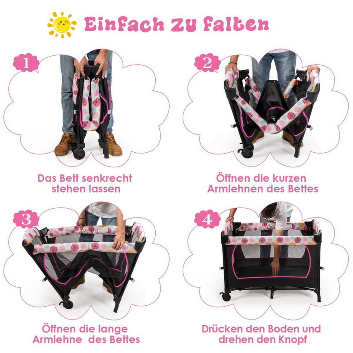 REISEBETT klappbares rot - Rot, Textil - COSTWAY