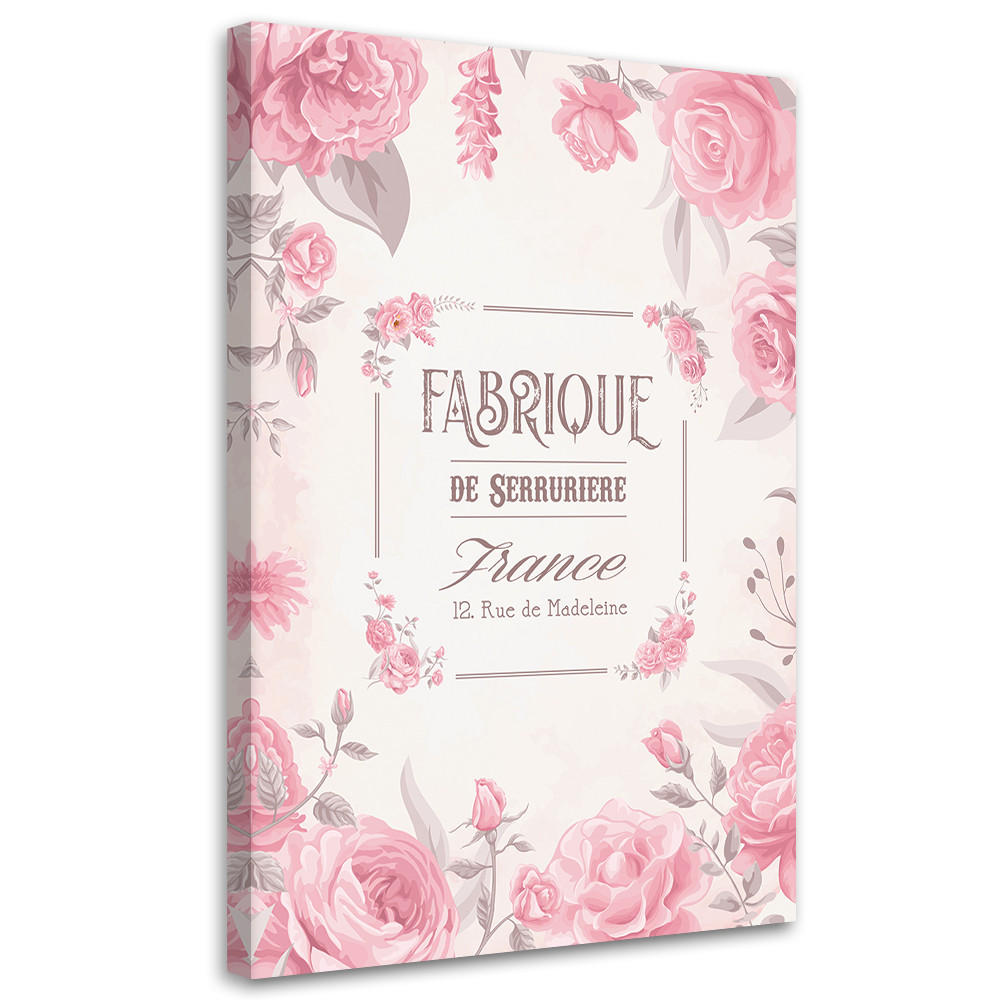 WANDBILD blumen im vintage stil - Pink, Textil (40/60cm) - Feeby