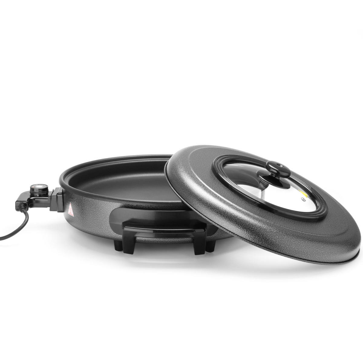 ELEKTRISCHE Brat- und Backpfanne 40 cm 1400 W - Hendi 239506 - Schwarz/Weiß, Glas/Metall (25/30/25cm) - Hendi