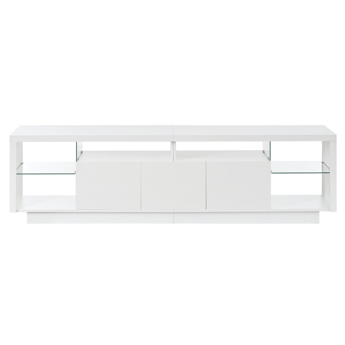 TV-SCHRANK Hochglanz 3 Türen Glasfächer LED App - Weiß, Holzwerkstoff (200/55/38cm) - FLIEKS