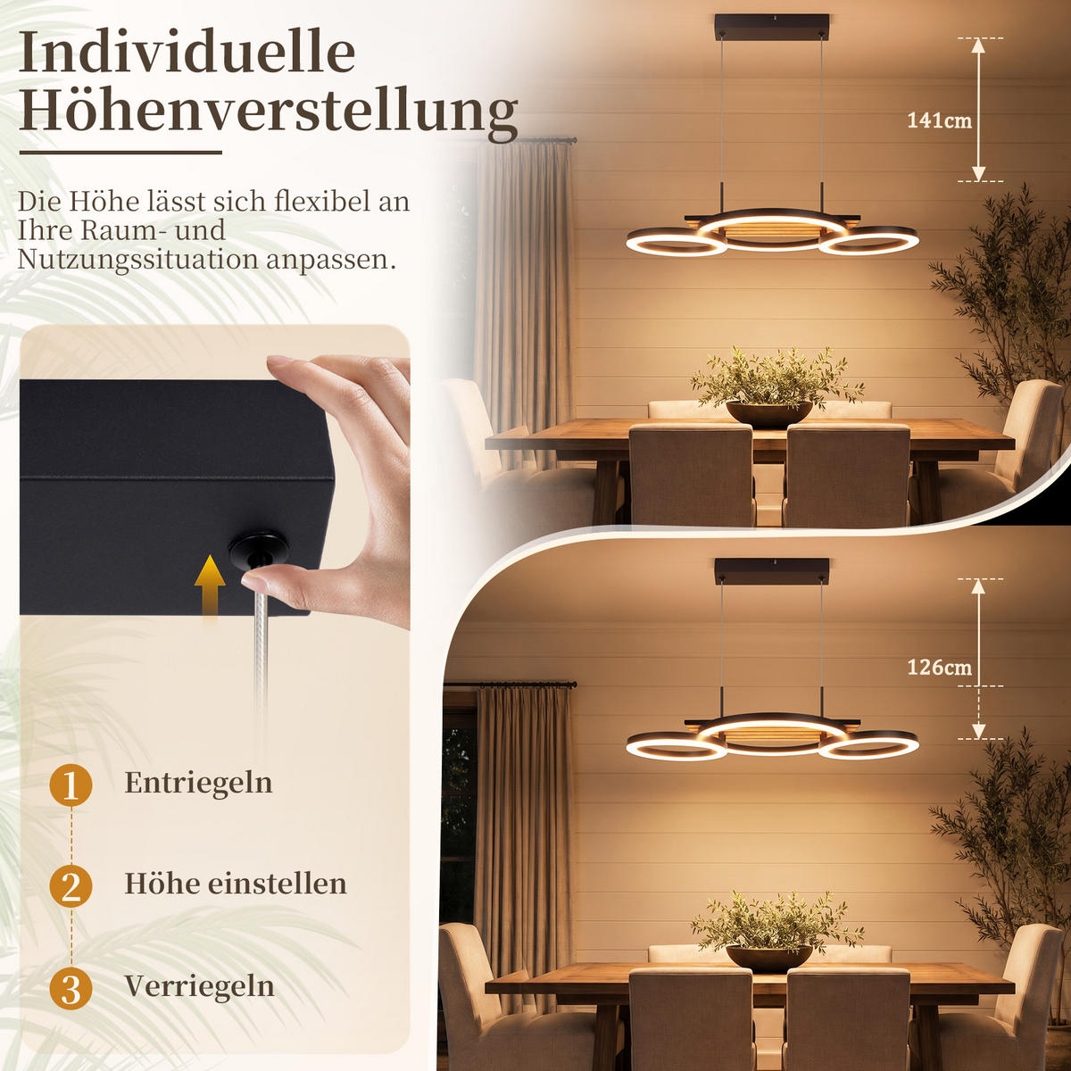 LED PENDELLEUCHTE Nythric 58/30/141 cm - Schwarz, Kunststoff/Metall (58/30/141cm) - ZMH