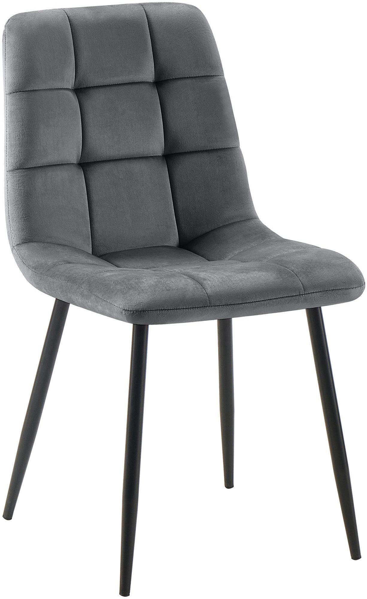 STUHL Samt Dunkelgrau - Dunkelgrau, Textil/Metall (45/84/55cm) - CLP