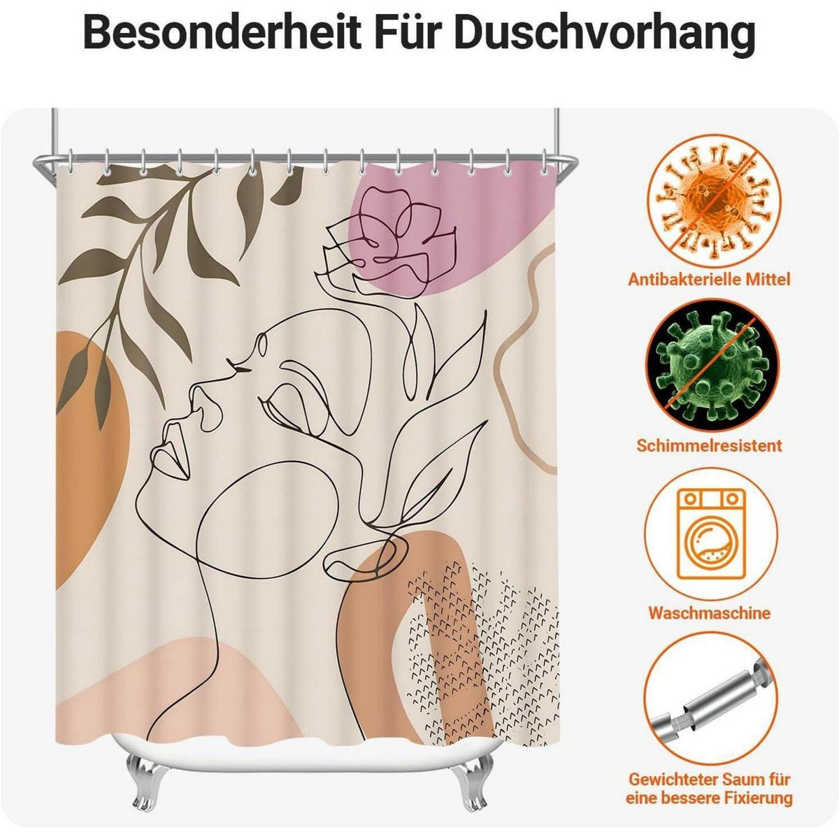 DUSCHVORHANG 120x200 cm mit Motiv - Multicolor, Textil (120/200cm)
