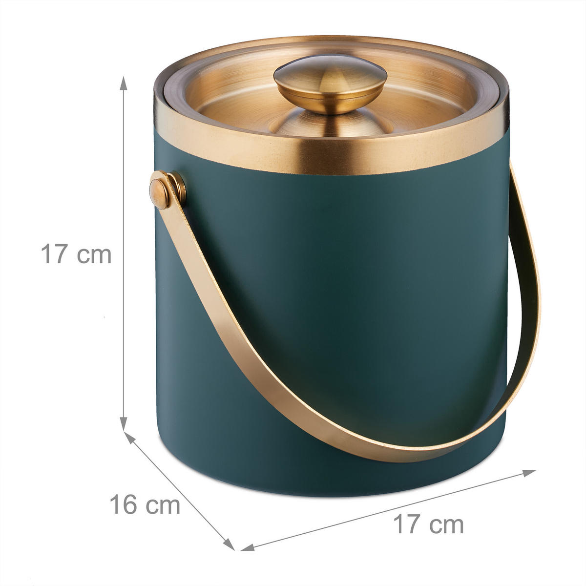 EISEIMER Grün Edelstahl mit Deckel 1,5 l - Dunkelgrün, Metall (15/17cm) - Relaxdays