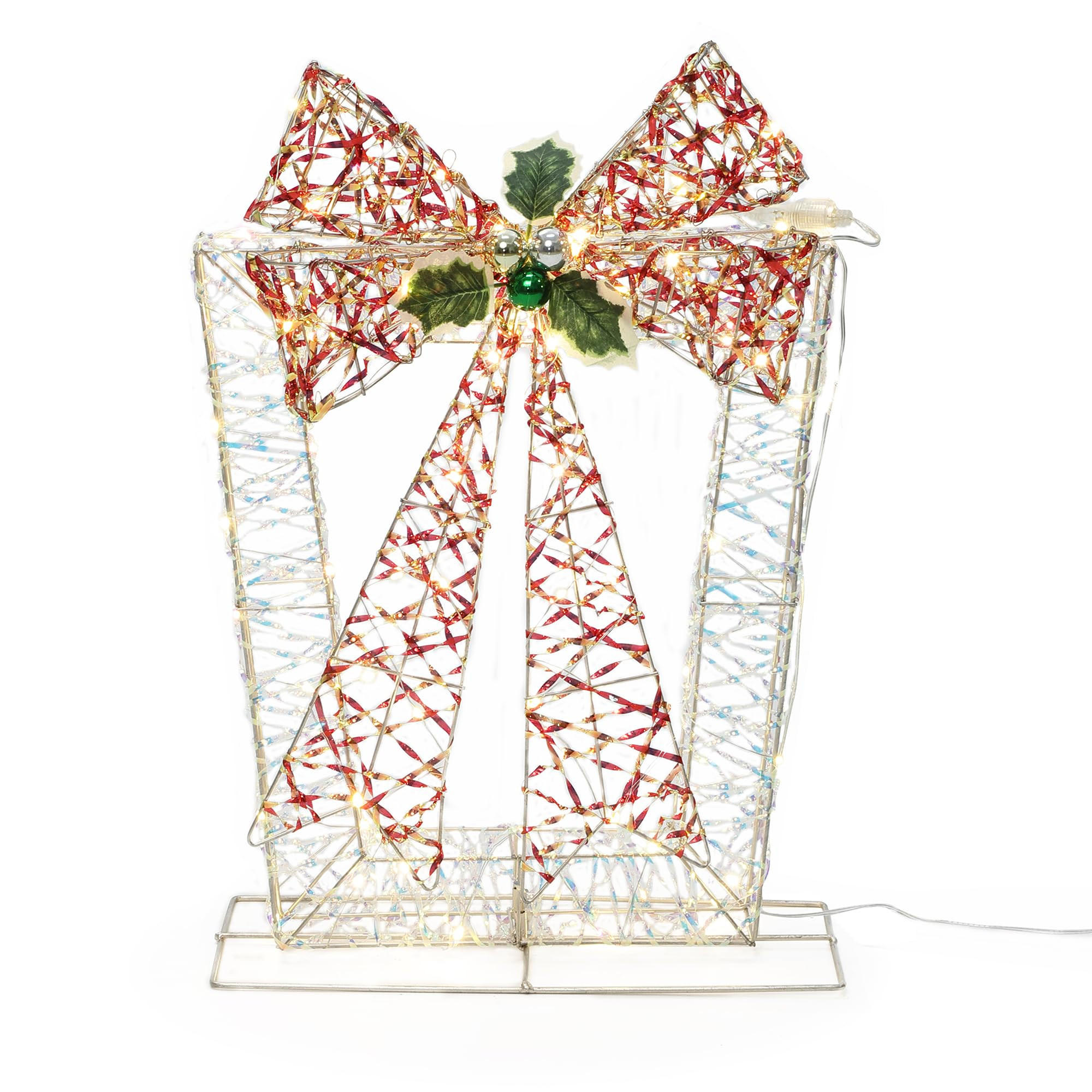 LED Weihnachtsdeko HTHD0240 - Rot/Goldfarben, Kunststoff/Metall (15/54/35cm) - Hometopia