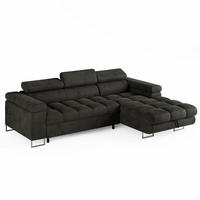 ECKSOFA CLOUD Rechts Dunkelgrau L-Form Velours-Stoff mit Schlaffunktion und Bettkasten - Chromfarben/Dunkelgrau, Holz/Metall (175/235cm) - Barchello