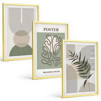 BILDER SET 3er Set - 40x60 cm Goldrahmen - Geometrische botanische Muster - Goldfarben, Kunststoff (40/60cm) - TULUP