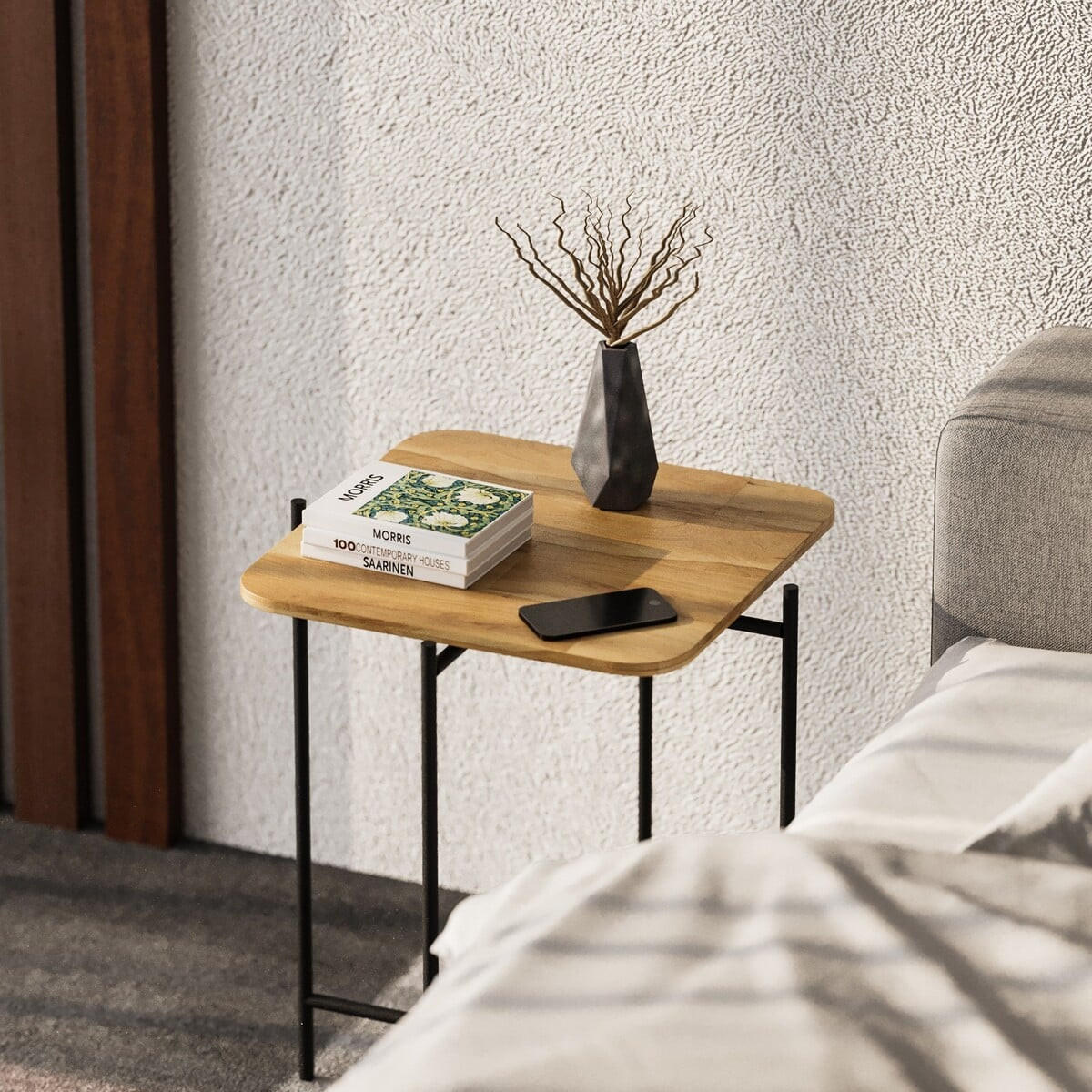 QUADRATISCHER beistelltisch mit metallfüssen 46/46/56 cm - Schwarz, Metall (60/46/56cm) - Calicosy