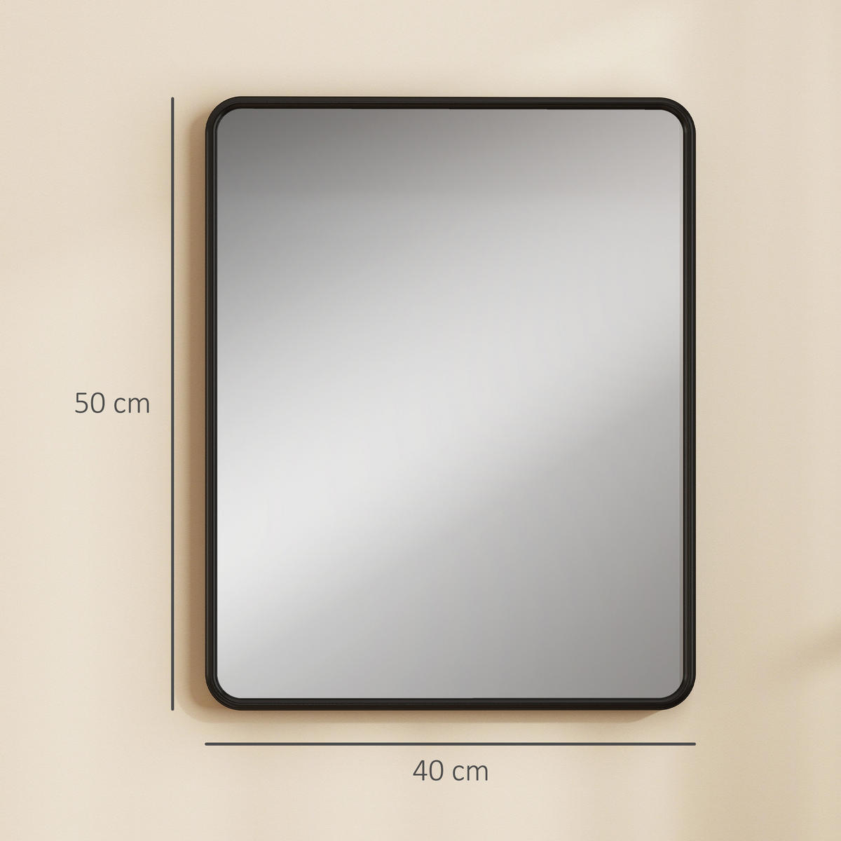 WANDSPIEGEL DE-14366 rechteckig mit Metallrahmen Schwarz - Schwarz, Glas (50/40/3cm) - ComfortXL