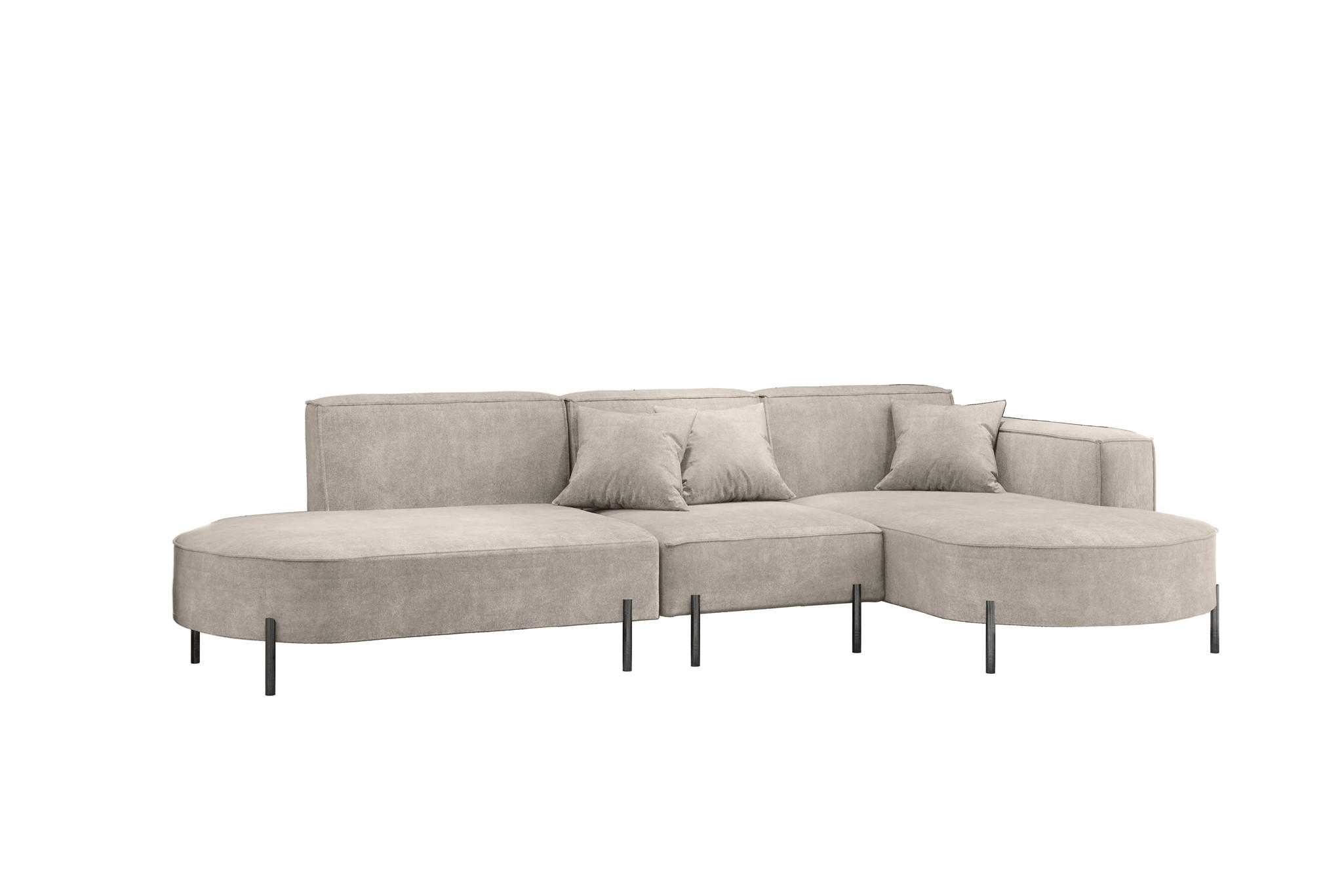 ECKSOFA Valencia - Hellgrau, Holzwerkstoff/Textil (321/165cm) - Fun Möbel
