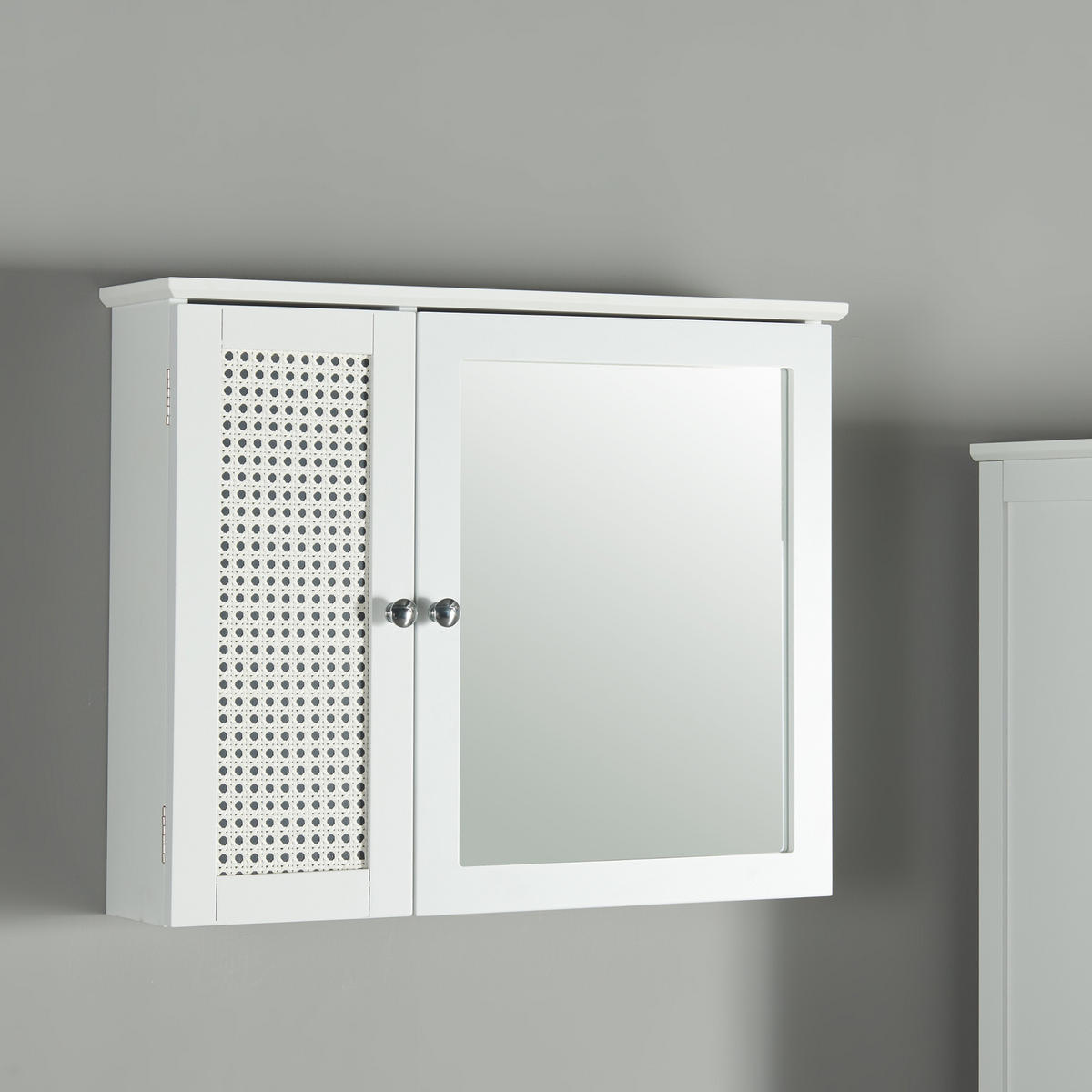 SPIEGELSCHRANK Karlsøy - Weiß, Holzwerkstoff (60/50/15cm) - [en.casa]