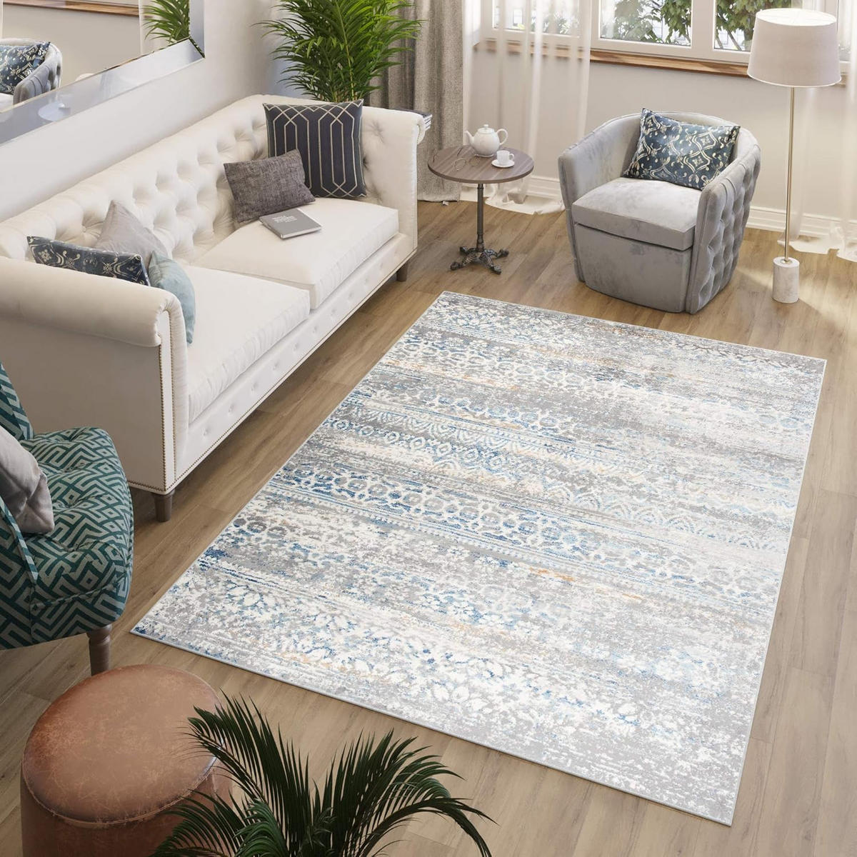 TEPPICH VALLEY Grau Blau 140/200 cm - Blau, Textil (140/200cm) - Tapiso