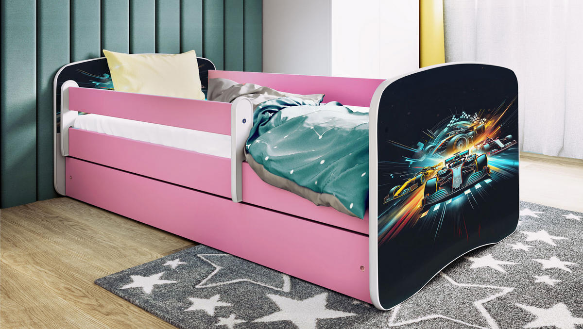 KINDERBETT Ethnie mit Schublade und Matratze 180/80 - Rosa, Holzwerkstoff (80/180cm) - RAUMHIRSCH FURNITURE
