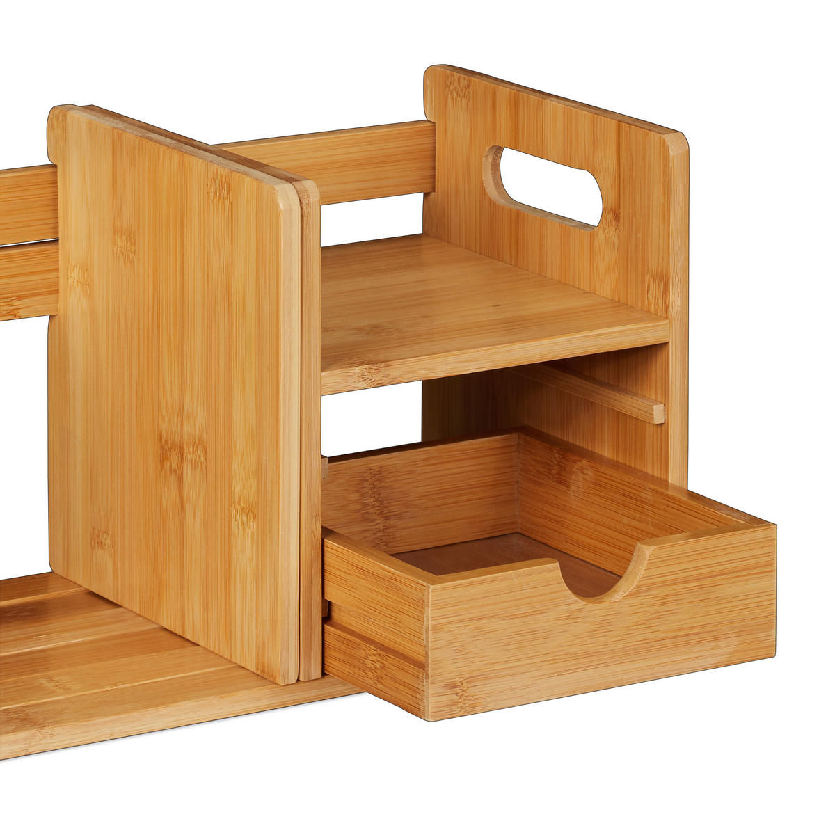 SCHREIBTISCHORGANIZER - Hellbraun, Holz (19/80.5/21cm) - Relaxdays