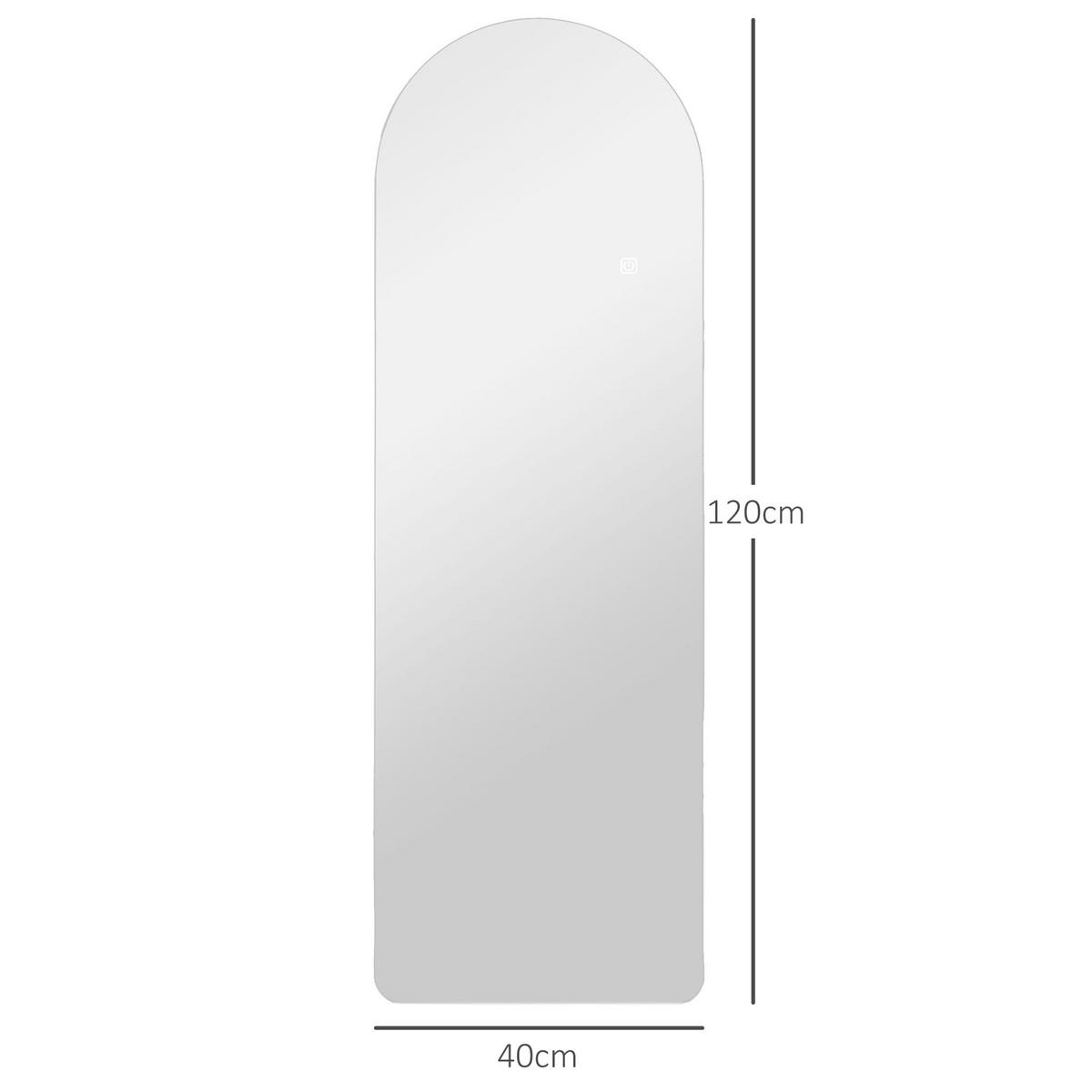 WANDSPIEGEL DE-17938 120x40 cm Bogenform mit dimmbarer LED - Transparent, Glas (40/120/3cm) - ComfortXL