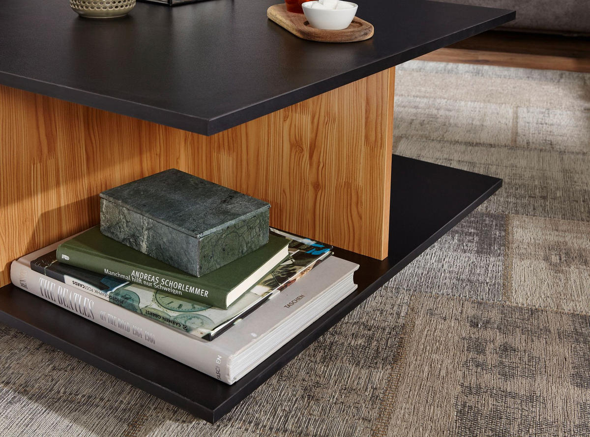 COUCHTISCH mit Rollen, Melaminharzbeschichtung und 2 Schubladen, Anthrazit 70x70x36 cm - Anthrazit/Schwarz, Holz (70/70/36cm) - KADIMA DESIGN