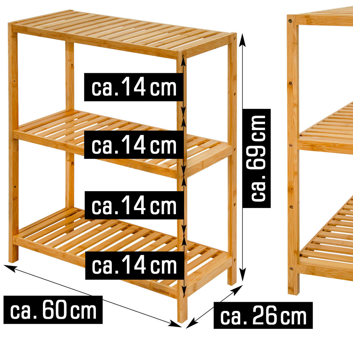 STANDREGAL 69/60/26 cm - Braun, Holz (26/69/60cm) - Dunedesign