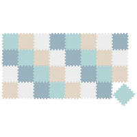 SPIELMATTE ab Null - 360/120/1 cm Puzzlematte Mint/Beige/Weiß/Graublau - Multicolor, Kunststoff (30/30cm) - Littletom