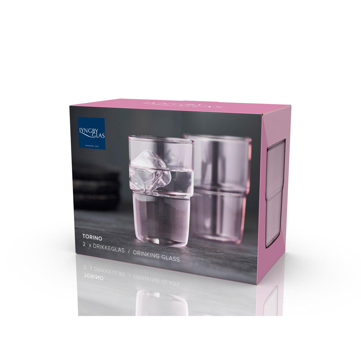 TRINKGLAS Torino 2er Set, Glas, Pink, 400 ml - Pink, Glas (0.4L) - Lyngby Glas