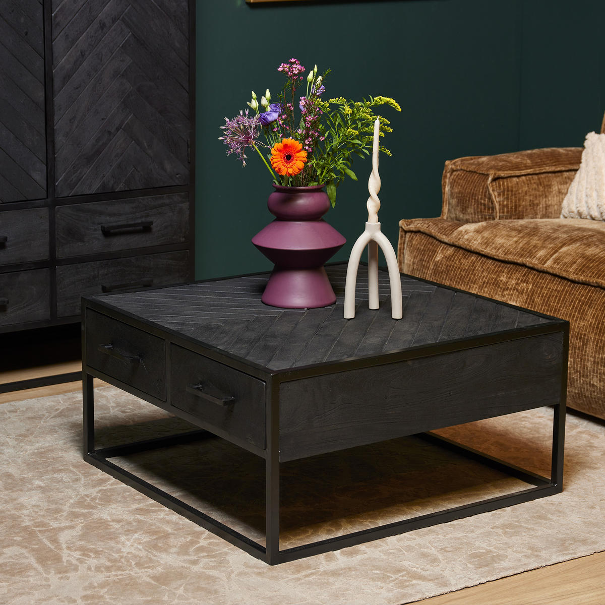 COUCHTISCH Cosmopolitan Mangoholz 80 cm / 80 cm Schwarz - Schwarz, Holz (80/80/40cm)