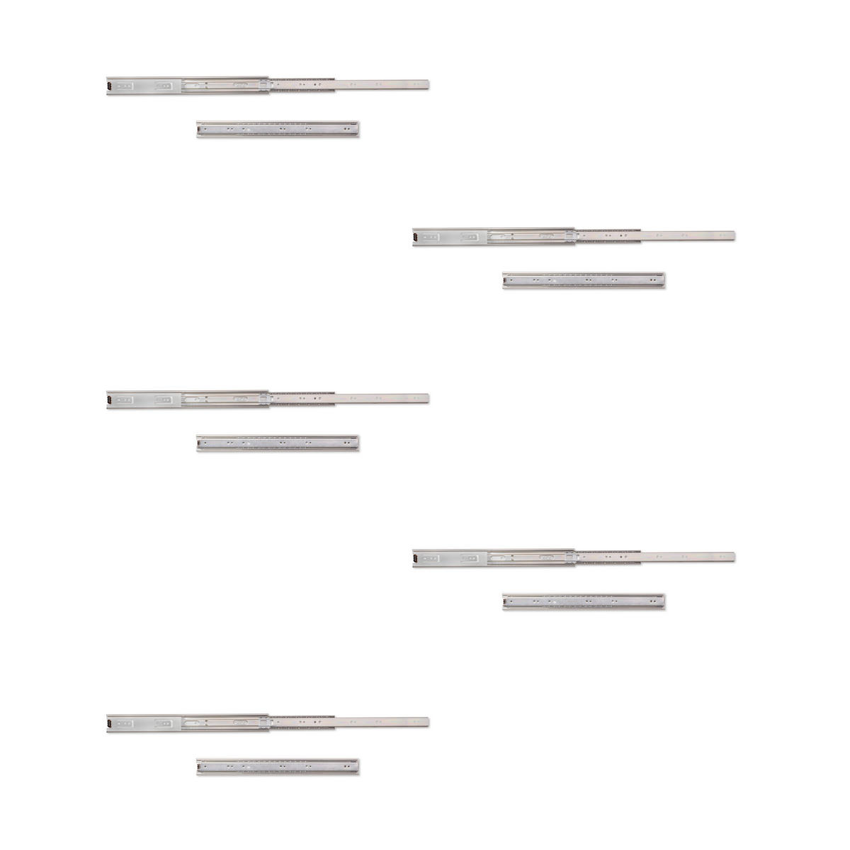 KUGELFÜHRUNGEN Höhe 45mm, Tiefe 400mm, Vollauszug, Verzinkt 5er-set - Zinkfarben, Metall (13/6/45cm) - EMUCA