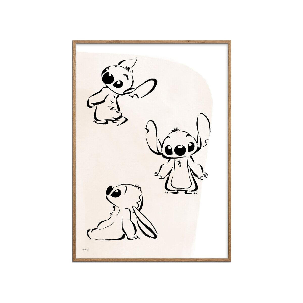 POSTER mit Rahmen Disney - Disney - Stitch Ink Sketch - Eichefarben/Beige, Holz/Papier (30/40cm) - Poster&Frame