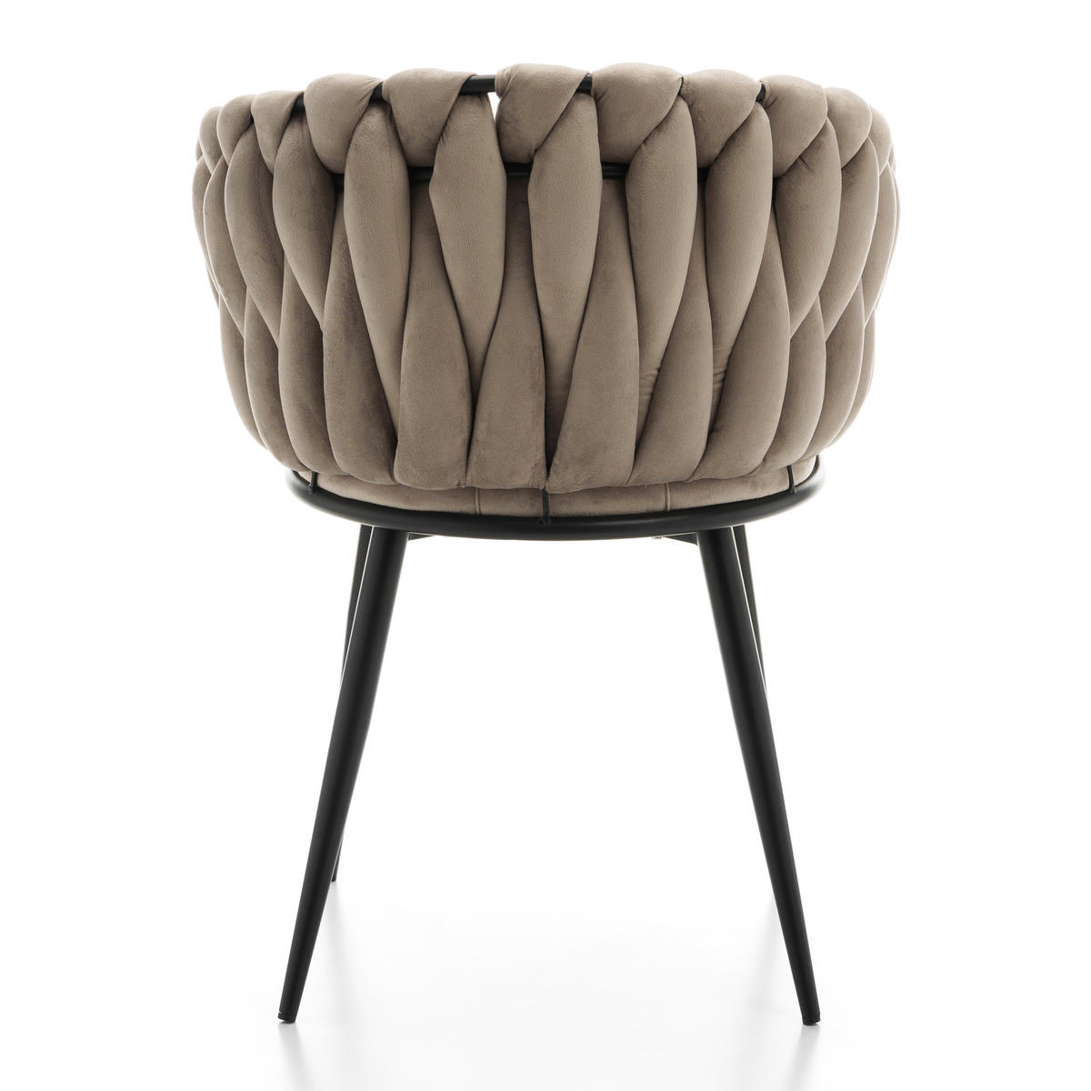 STUHL LATINA gepolstert mit Steppung - dunkelbeige - Samt Velours - Beige/Schwarz, Textil/Metall (60/83/55cm) - NEW HOME