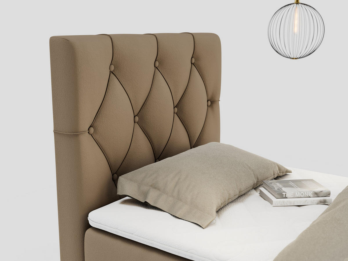 BOXBETT ALDA 90/200 Braun Kunstleder - H3 - Links Seite - Braun, Holz/Textil (90/200cm) - MKS