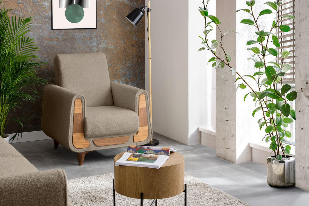 SESSEL GUSTAVO mit Armlehnen, braun - Braun, Holz/Holzwerkstoff (83/95/92cm) - KONSIMO®