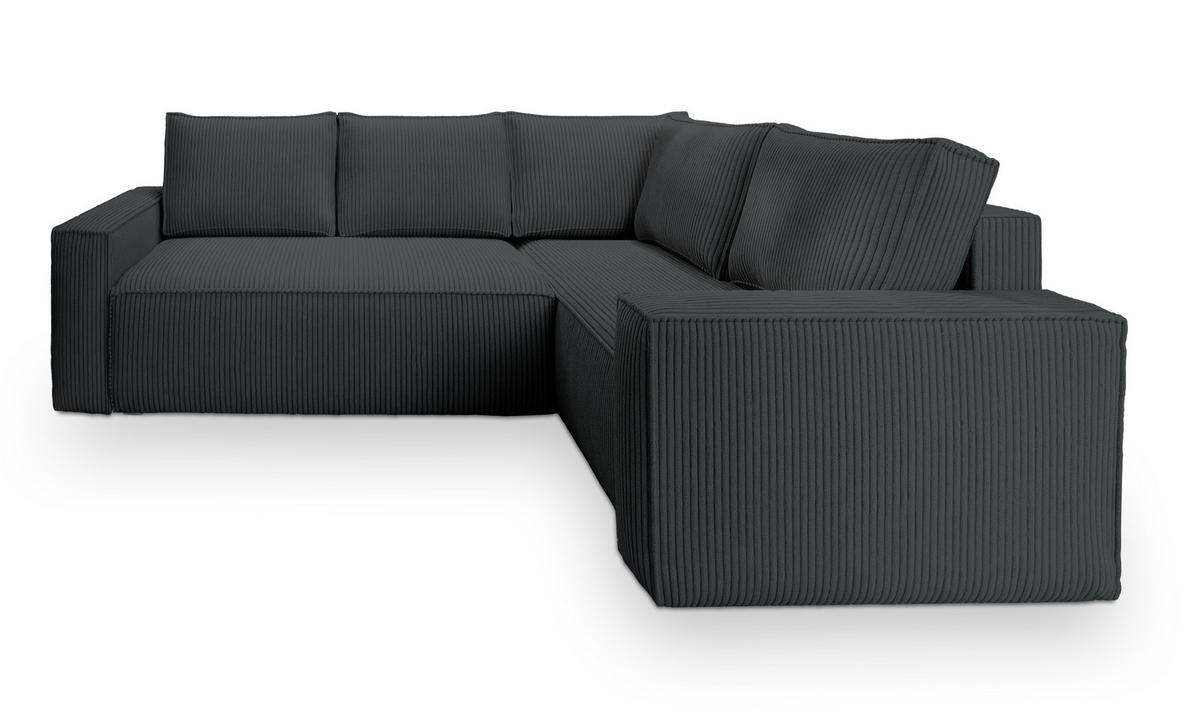 ECKSOFA ESTANO R-S Graphitfarben Kordstoff mit Schlaffunktion - Graphitfarben, Holz (230/158cm) - MASSENO