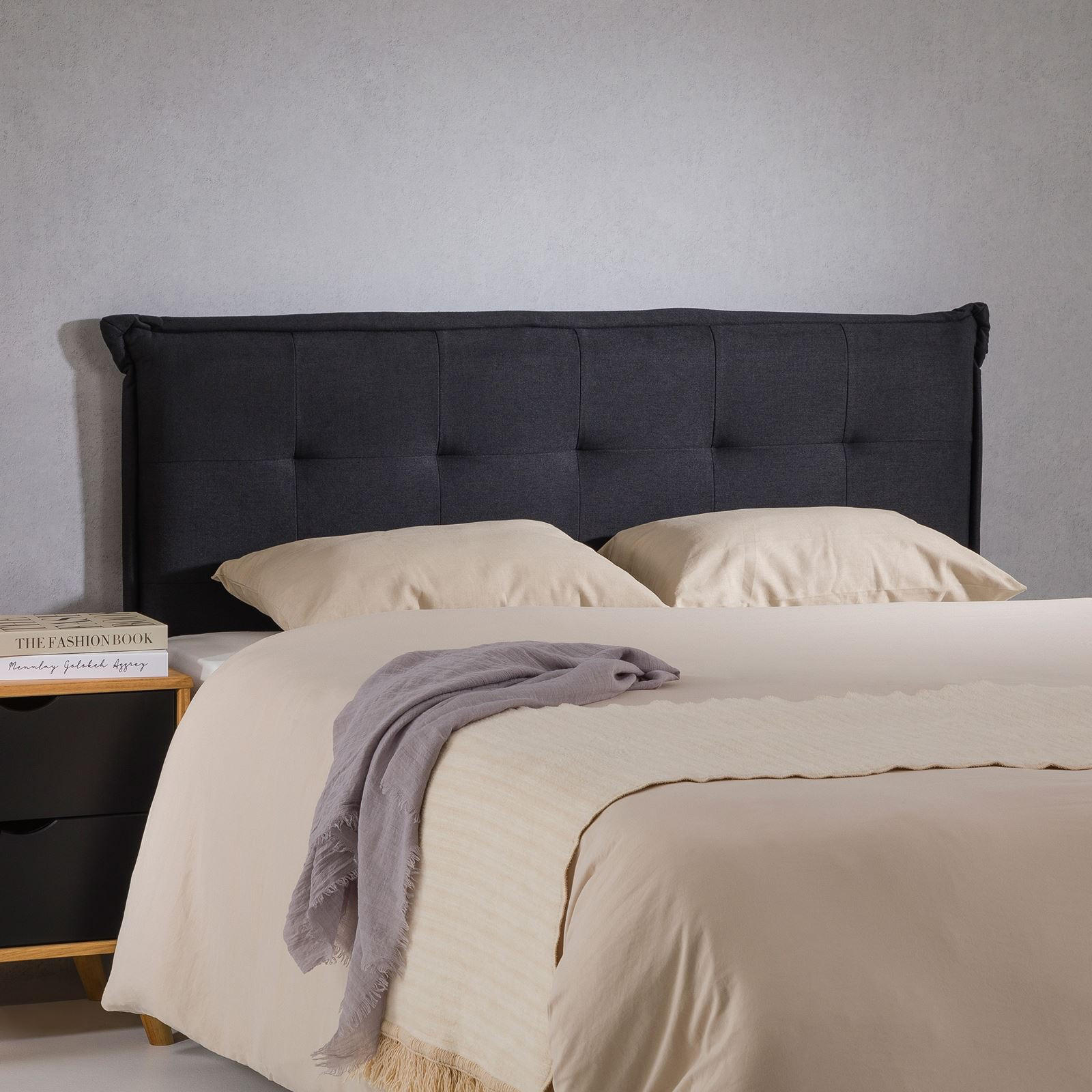 KOPFTEIL ZELOX 160X190 CM - Schwarz, Textil (162/94/7cm) - IDIMEX