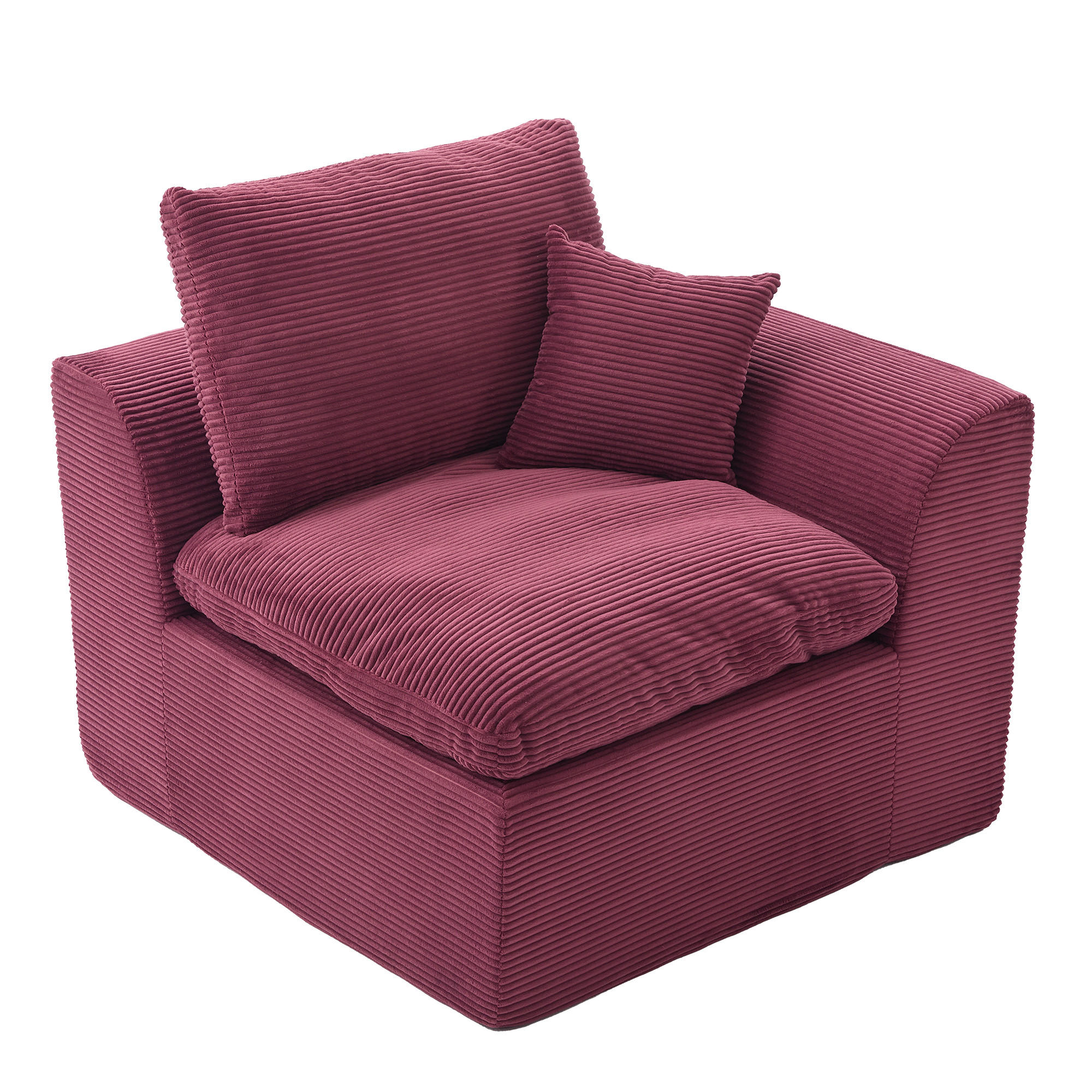 SESSEL Cord-Sofa mit Federkern-Polsterung und Kissen, Montagefrei - Dunkelrot, Textil (101/84/102cm) - Urban Meuble