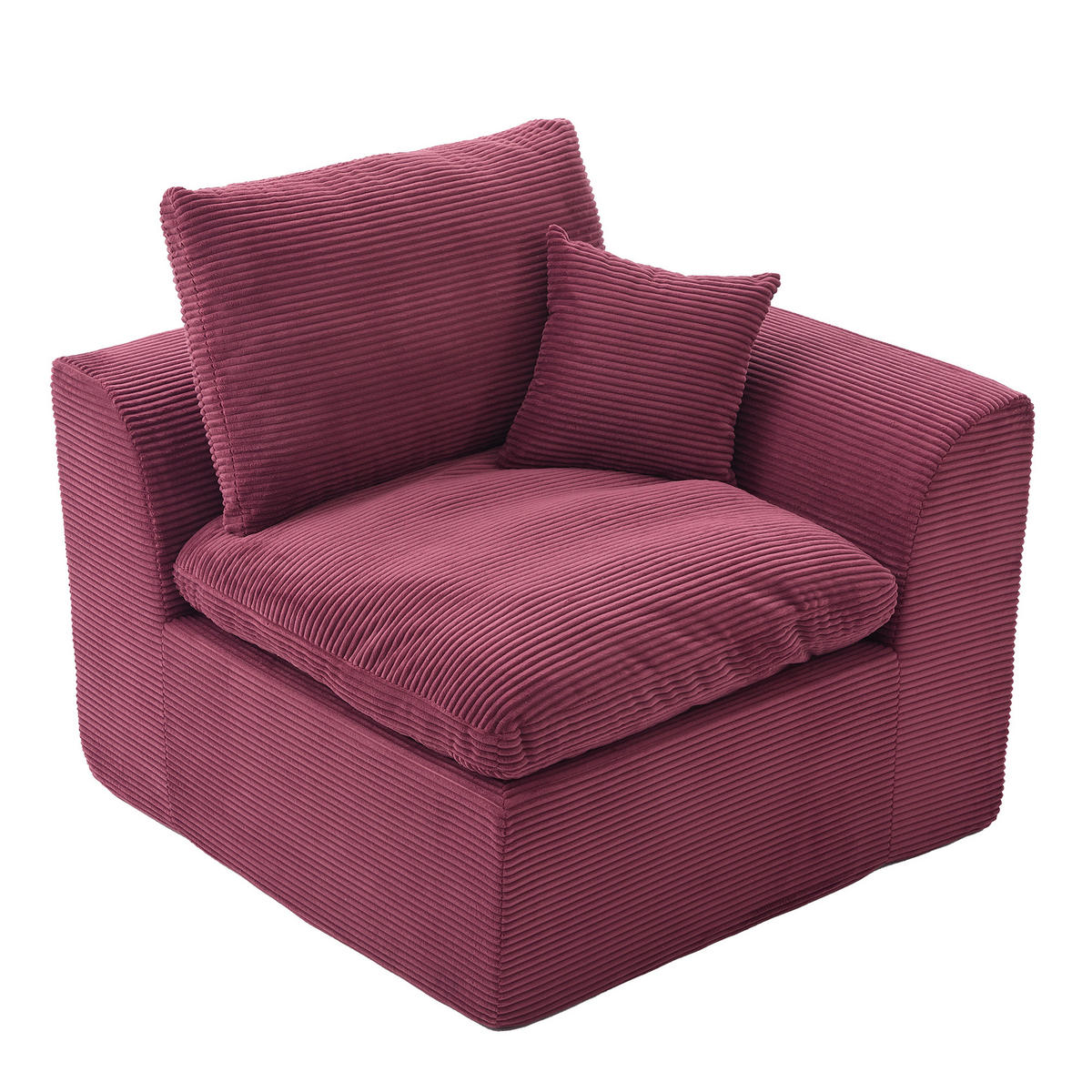 SESSEL Cord-Sofa mit Federkern-Polsterung und Kissen, Montagefrei - Dunkelrot, Textil (101/84/102cm) - Urban Meuble