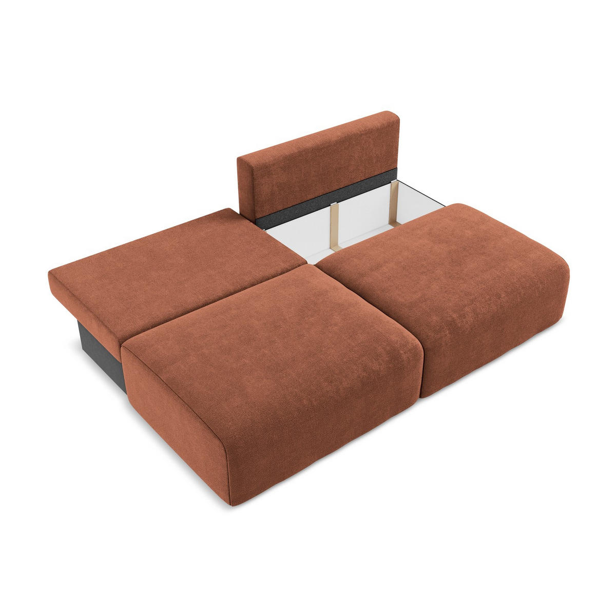 3-SITZER SOFA mit Schlaffunktion Chenille Stoff Orange - Terracotta/Schwarz, Kunststoff/Textil (216/79/102cm) - LaMiaSofa