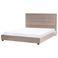 VODNA POSTELJA žamet 180/200 cm sivo rjava Rouen - rjava/sivorjava, tekstil (180/200cm) - Beliani