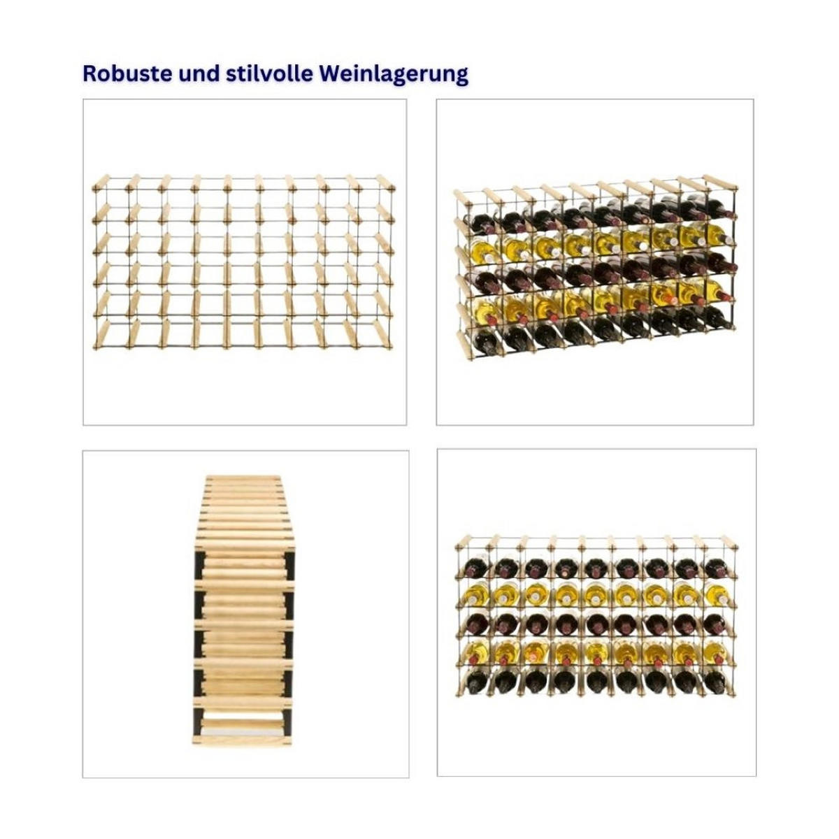 WEINREGAL Vinotega Mod Metal 52,5x92,5x24,5 cm 9x5 Flaschen Massives Kiefernholz Braun Geölt - Braun, Holz (92.5/52.5/24.5cm) - PROREGAL