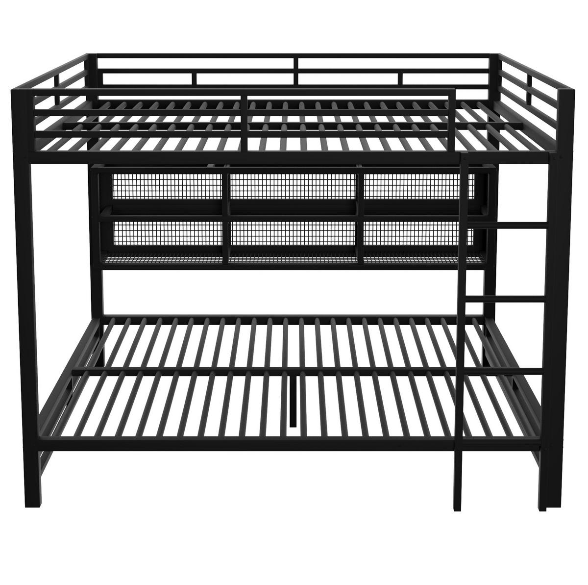ETAGENBETT aus Metall 140x200 cm Schwarz mit 6 Stauraumschränken und LED-Beleuchtung - Schwarz, Metall (140/200cm) - IVMEU