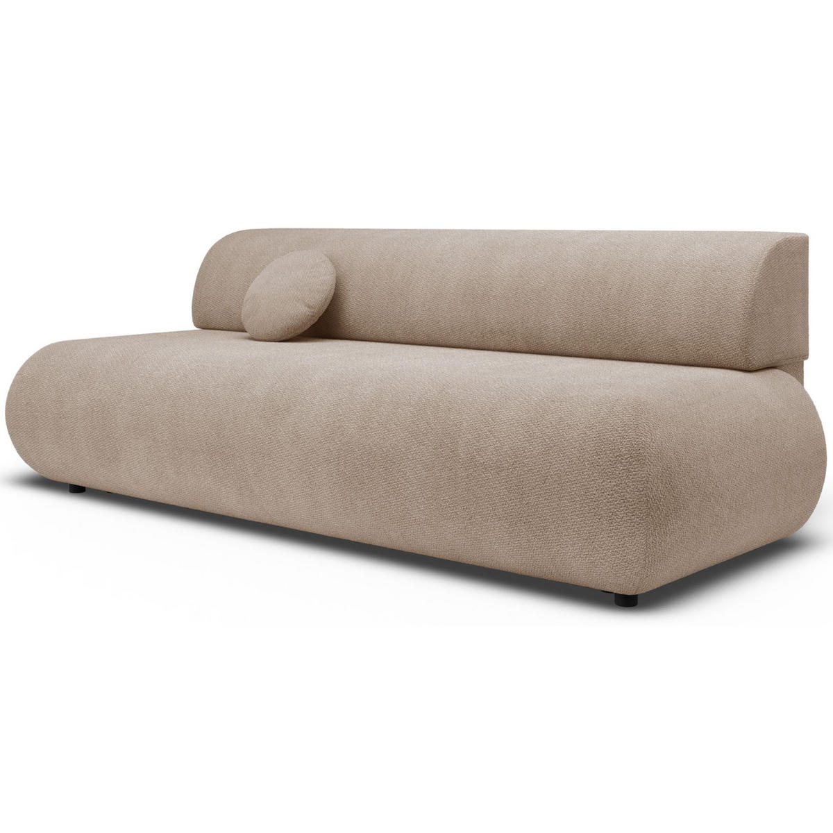 3-SITZER SCHLAFSOFA Beige Chenille - Beige/Schwarz, Kunststoff/Textil (214/74/100cm) - Selsey